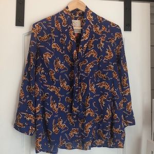 Limited edition Anthro blue leopard blouse